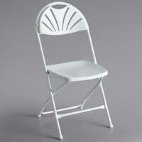 Lancaster Table & Seating White Plastic Fan Back Folding Chair