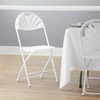 Lancaster Table & Seating White Plastic Fan Back Folding Chair