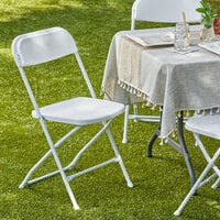 Lancaster Table & Seating White Textured and Contoured Folding Chair
