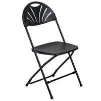 Lancaster Table & Seating Black Plastic Fan Back Folding Chair