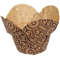 Enjay 2" x 2 3/4" Dark Brown Mariposa Print Lotus / Crown Baking Cup - 1000/Case