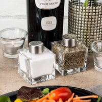 American Metalcraft GSPS Vintage Collection 2 oz. Smooth Square Glass Salt and Pepper Shaker Set