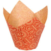 Enjay 2" x 3 1/4" Red Mariposa Print Tulip Baking Cup - 1000/Case