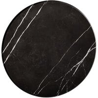 American Metalcraft MB14 14 inch x 1 1/8 inch Round Melamine Serving Board / Charger - Faux Black Marble