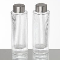American Metalcraft GSPR Vintage Collection 2 oz. Ribbed Round Glass Salt and Pepper Shaker Set