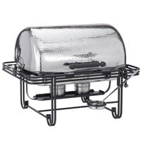 American Metalcraft MESA72H Mesa 8 Qt. Rectangular Hammered Stainless Steel Roll Top Chafer