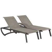 Grosfillex US946288 Sunset Volcanic Black Duo Resin Chaise with Solid Gray Sling Seat
