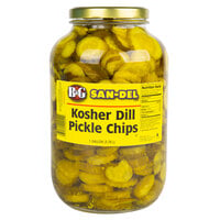 B&G San-Del 1 Gallon Kosher Dill Crinkle Cut Pickle Chips - 4/Case