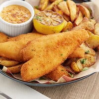 Colony Lane 4 oz. Golden-Fried Precooked Breaded Wild Caught Flounder Fish Portions - 10 lb.