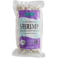 CenSea 51/60 Size Peeled and Deveined Tail-Off Raw White Shrimp 2 lb. - 5/Case