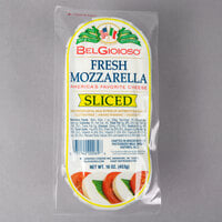 1 lb. Pre-Sliced Fresh Mozzarella Cheese Log - 8/Case