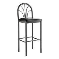 Lancaster Table & Seating Spoke Back Bar Stool with Black Vinyl Seat - Assembled