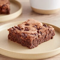 David's Cookies Pre-Cut Chocolate Chip Brownie 4 oz. 24-Count Tray - 2/Case