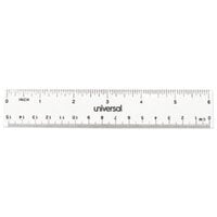 Universal UNV59025 6 inch Clear Plastic Flat Ruler - 2/Pack