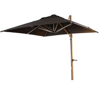 Grosfillex 98701731 Windmaster 10' Square Black Cantilever Umbrella with Aluminum Pole