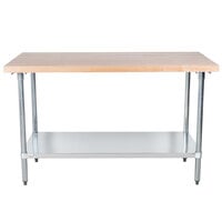 Advance Tabco H2G-305 Wood Top Work Table with Galvanized Base and Undershelf - 30 inch x 60 inch