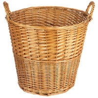 Natural Round Wicker Display Basket with Handles