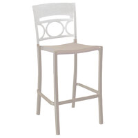 Grosfillex US654096 / US456096 Moon Linen Aluminum Stackable Armless Barstool with Glacier White Back - Pack of 2