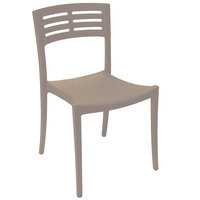 Grosfillex US637181 / US738181 Vogue French Taupe Outdoor / Indoor Stackable Sidechair - Pack of 4