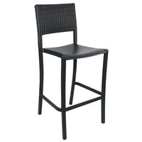 Grosfillex US927002 / US987002 Java Charcoal Aluminum Stackable Barstool with Wicker Back - Pack of 2
