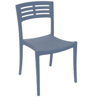 Grosfillex US637680 / US738680 Vogue Denim Blue Outdoor / Indoor Stackable Sidechair - Pack of 4