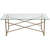Flash Furniture NAN-JH-1796CT-GG Mar Vista 47 1/4 inch x 23 1/2 inch x 18 1/2 inch Glass Coffee Table with Matte Gold Frame