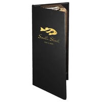 Menu Solutions CD920BD Chadwick Collection 4 1/4" x 14" Customizable Leather-Like 2 View Booklet Menu Cover