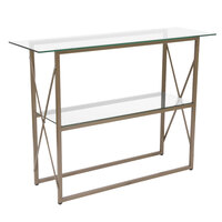 Flash Furniture NAN-JH-1796ST-GG Mar Vista 43 1/4 inch x 13 3/4 inch x 32 inch Glass 2 Level Console Table with Matte Gold Frame
