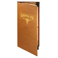 Menu Solutions BEL40BA Bella Collection 4 1/4" x 11" Customizable Soft Leather-Like 4 View Booklet Menu Cover