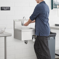 Regency 17 inch x 15 inch Hands Free Hand Sink with Knee Operated Valve