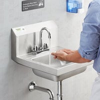Regency 17 inch x 17 inch Wall Mounted Hand Sink with 4 inch Centers for Deck Mounted Faucet