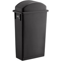 Lavex Janitorial 23 Gallon Black Slim Rectangular Trash Can with Swing Dome Lid