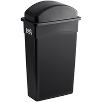 Lavex 23 Gallon Black Slim Rectangular Trash Can with Swing Dome Lid