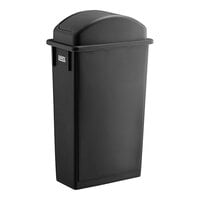 Lavex 23 Gallon Black Slim Rectangular Trash Can with Swing Dome Lid