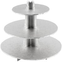 Enjay CS-SILVER 3-Tier Disposable Silver Cupcake Treat Stand