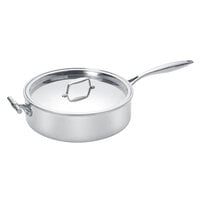 Eastern Tabletop 5934 4 Qt. Mirrored Stainless Steel Induction Pot with Flat Lid and Helper Handle