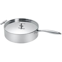 Eastern Tabletop 5954 4 Qt. Mirrored Stainless Steel Induction Pan with Flat Lid and Helper Handle