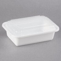 Pactiv Newspring NC838 24 oz. White 5 inch x 7 1/4 inch x 2 inch VERSAtainer Rectangular Microwavable Container with Lid - 150/Case