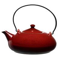 Luzerne Rustic by Oneida 1880 Hospitality L6753074861 14 oz. Crimson Porcelain Teapot with Metal Handle - 12/Case