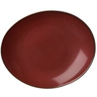 Luzerne Rustic by Oneida 1880 Hospitality L6753074358 11 1/2" Crimson Porcelain Oval Coupe Plate - 12/Case