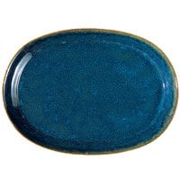 Oneida F1468994363 Studio Pottery Blue Moss 12 inch Porcelain Oval Platter - 12/Case