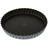 Matfer Bourgeat 332221 Exopan Steel 6 1/4" x 3/4" Fluted Non-Stick Tart / Quiche Pan with Removable Bottom