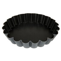 Matfer Bourgeat 332657 Exopan Steel 3 1/2 inch x 5/8 inch Fluted Non-Stick Tartlet / Quiche Mold - 12/Pack
