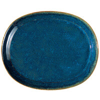 Oneida F1468994355 Studio Pottery Blue Moss 10 1/4 inch Porcelain Oval Platter - 12/Case