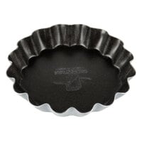 Matfer Bourgeat 332651 Exopan Steel 2 1/4 inch x 3/8 inch Fluted Non-Stick Tartlet / Quiche Mold - 25/Pack