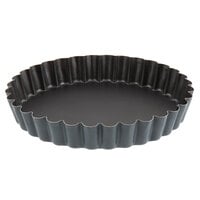 Matfer Bourgeat 331815 Exopan Steel 7 7/8" x 1 1/16 Non-Stick Fluted Cake / Tart Pan with Removable Bottom