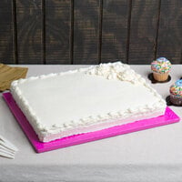 Enjay 1/2-13341834PINK12 18 3/4 inch x 13 3/4 inch Fold-Under 1/2 inch Thick 1/2 Sheet Pink Cake Board