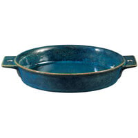 Oneida F1468994300 Studio Pottery Blue Moss 23 oz. Porcelain Double-Handled Tapas Dish - 24/Case