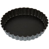 Matfer Bourgeat 331813 Exopan Steel 6 1/4" x 1 1/16 Non-Stick Fluted Cake / Tart Pan with Removable Bottom