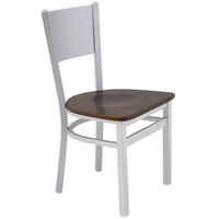 BFM Seating 2140CWAW-SM Axel Silver Mist Steel Side Chair with Walnut Wood Seat
